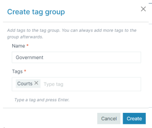 Create tag group wizard